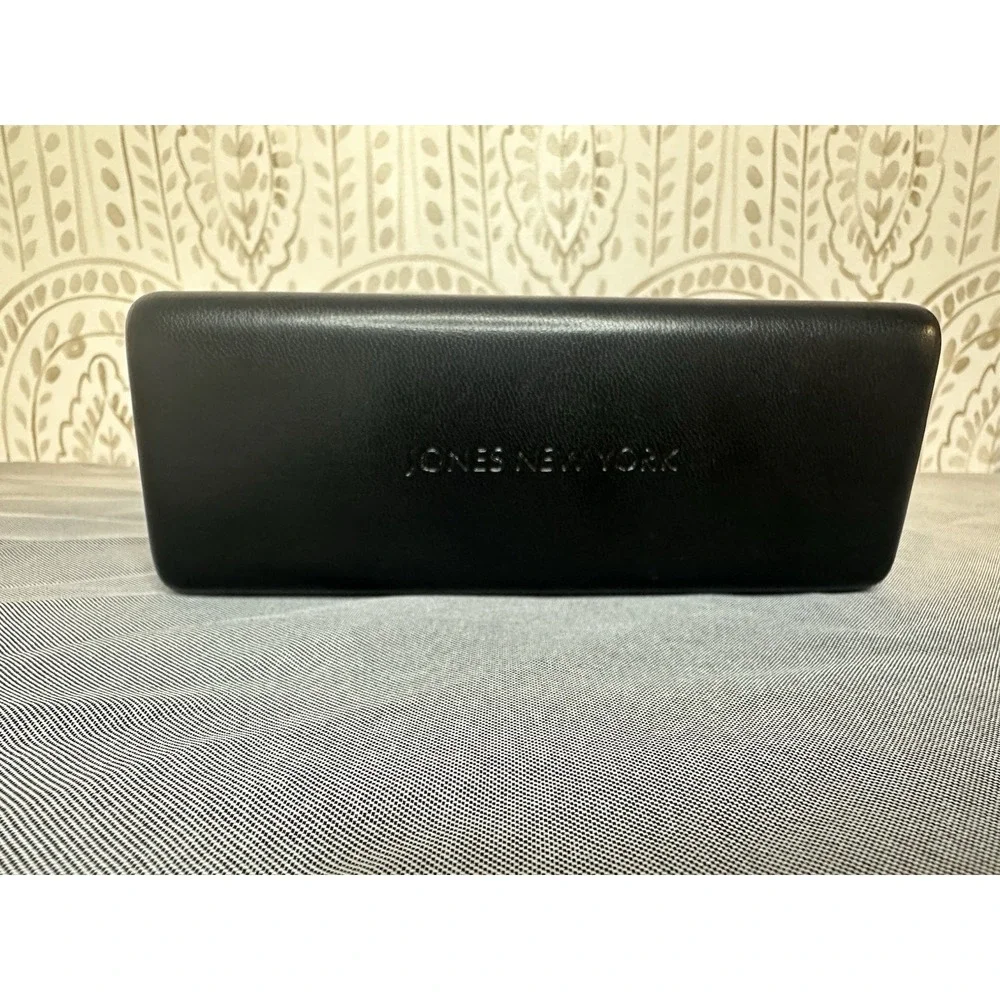 NEW Jones New York Black‎ Hard Faux Leather Clamshell Eyeglasses Case